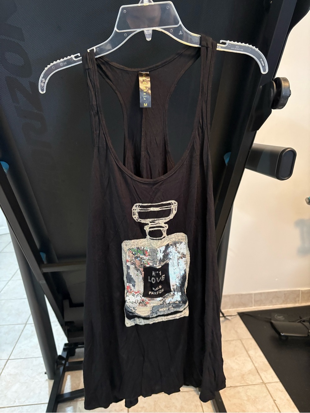 The Classic Black Sequin Perfume Bottle Tank Top
